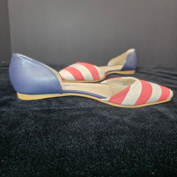 Boden Vienne Point Flats d'Orsay Stripe Canvas and Leather EU-37 US-6.5-7 - Picture 4 of 9